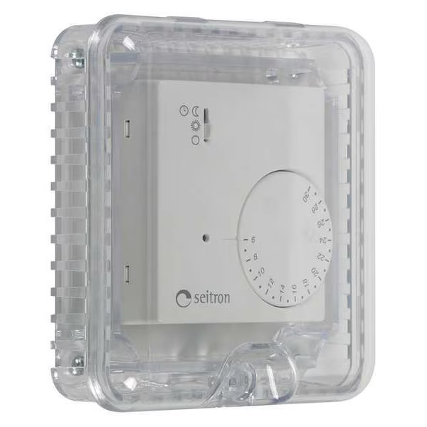 Small Thermostat Protector, Polycarbonate, Flush Mount, 4 in W x 4 in H x 1 3/8