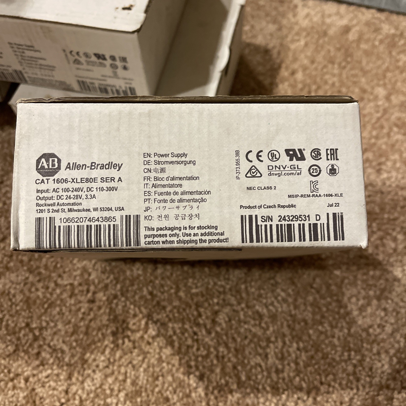 New Allen-Bradley 1606-XLE80E Power Supply
