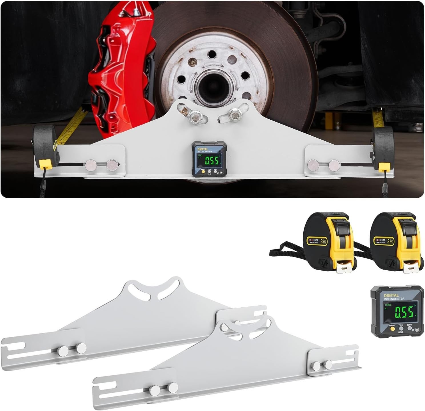 Heavy Duty Alignment Plates with Measuring Tapes & Digital Angle Finder – 2 PCS