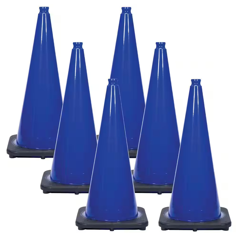 28 In. Traffic Blue Traffic Cones (6-Pack)