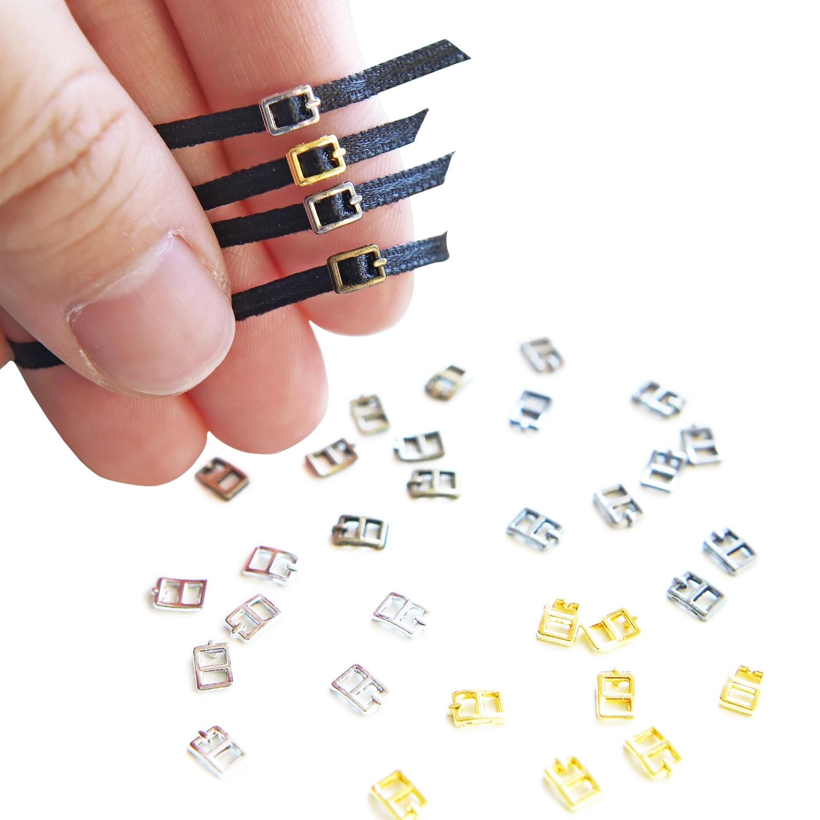 20 Pcs 2mm 0.08 Inch Inner Diameter Super Tiny Buckles Doll Clothes Sewing