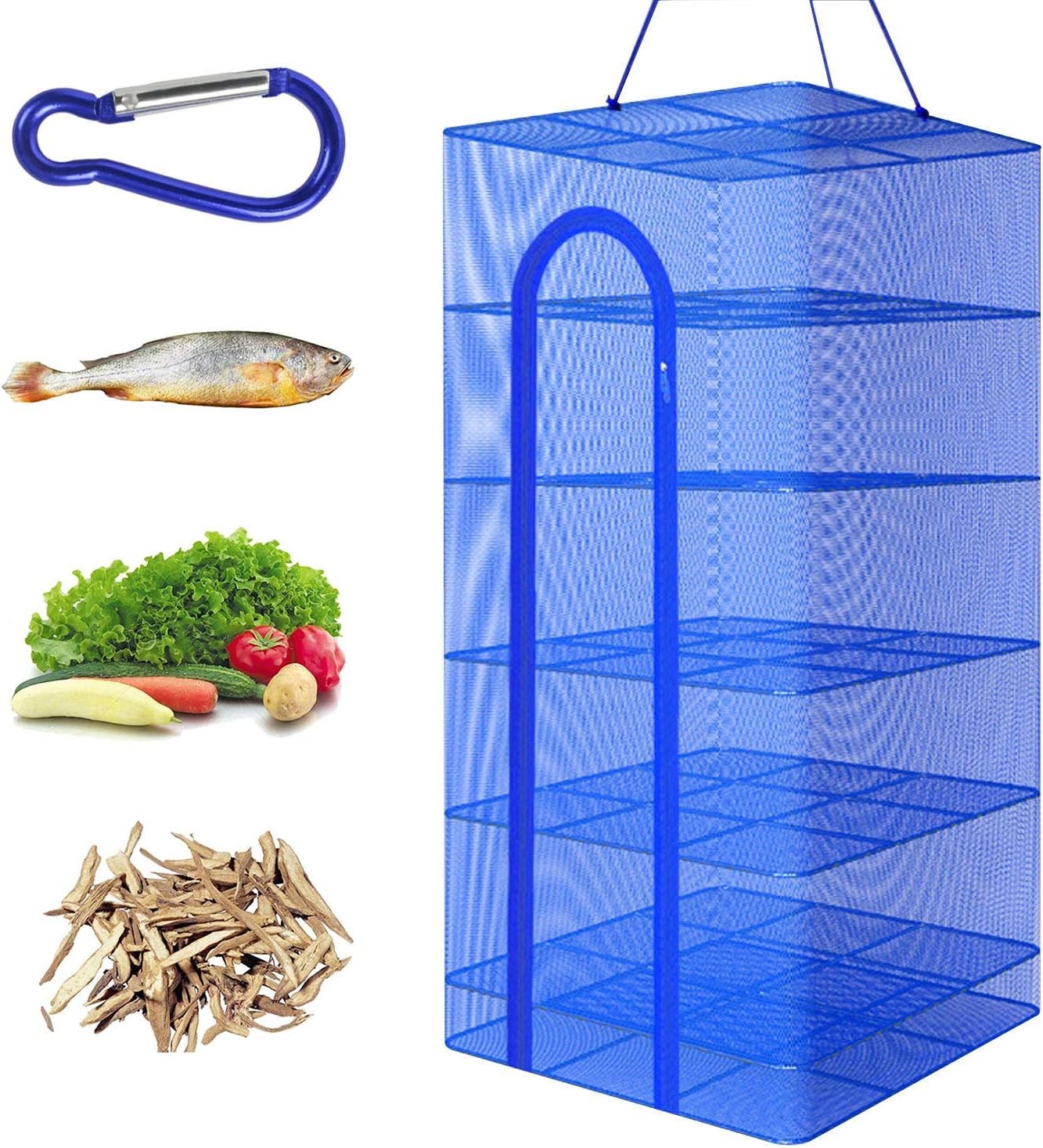 Hanging Drying Net Foldable Drying Rack Net Dryer 19.7"x19.7"x37.4" 6 Layer