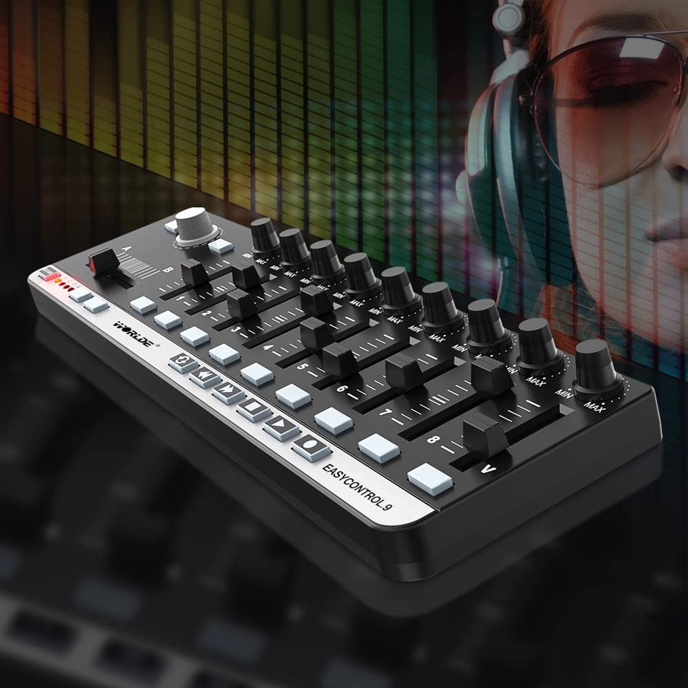 Portable Mini USB 9 Slim-Line Control MIDI Controller Keyboard Controller