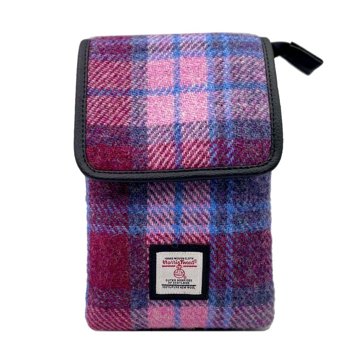 Ladies Mini Crossbody Bag with Adjustable Strap, 100% Harris Tweed & Vegan Le...