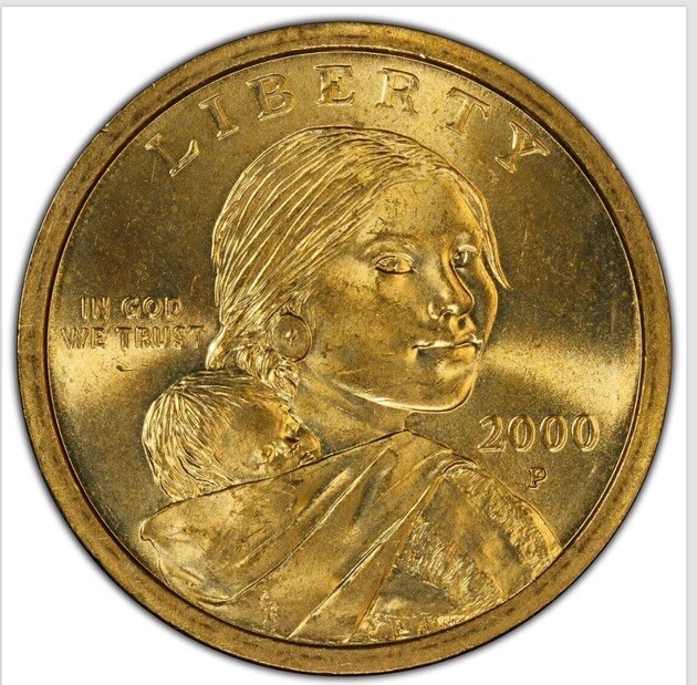 2000 P Sacagawea Dollar Coin $1 Native American Coin Uncirculated Eagle Mark