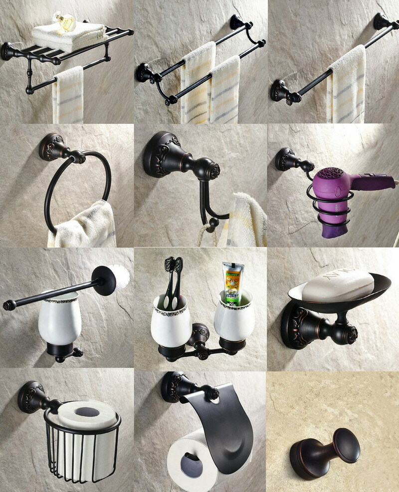 Oil Rubbed Bronze Bathroom Accessories Towel Bar Bathroom Hardware Series Set