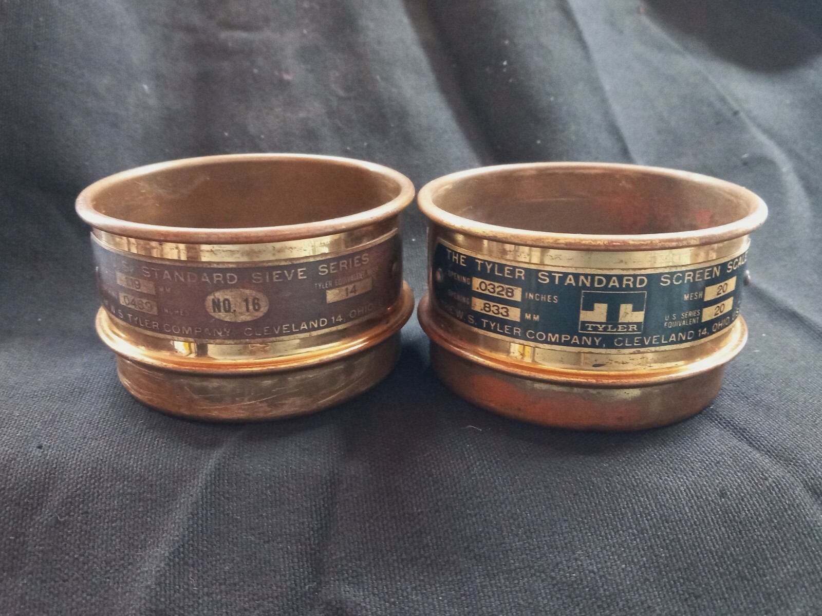 2 - Vintage Brass Made In The USA Tyler Standard Screen Scales 3 1/4" Diameter