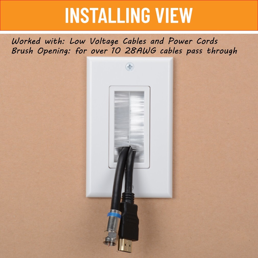 Brush Wall Plate 10 Pack Single Gang Wall Plate Cable Pass Through for Cables