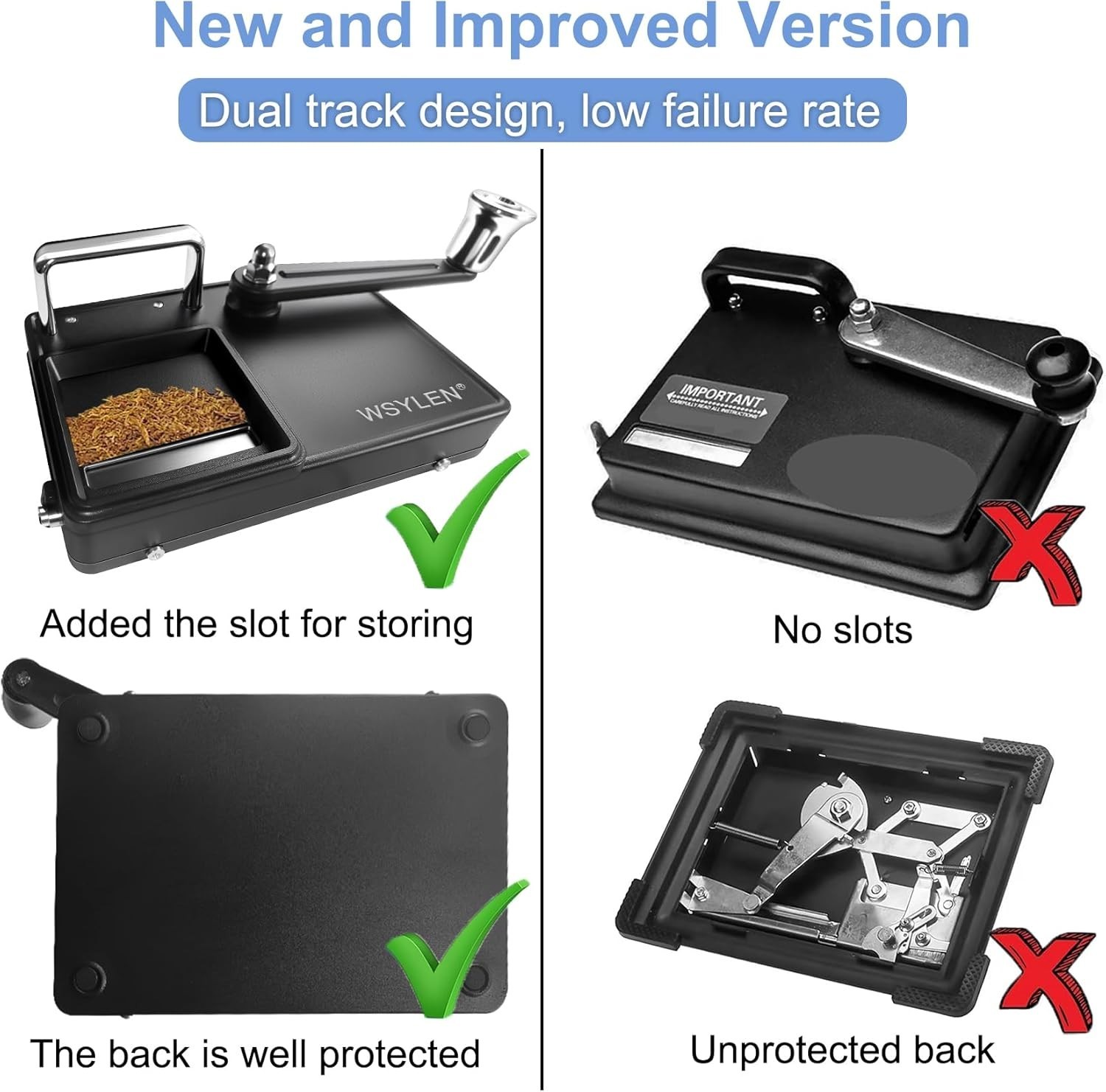 Compact Manual Cigarette Maker with Non-Slip Base: Perfect for 80-100mm Rolls