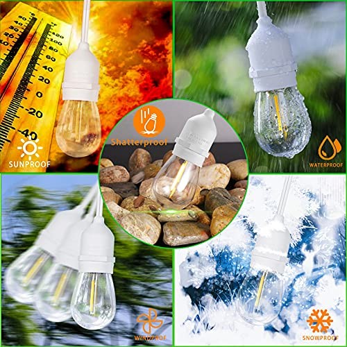 ???? LED Outdoor String Lights with ?? Weatherproof Shatterproof White