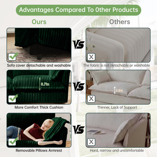 Deep Seat Armchair for Living Room Armchair Sets with Large Soft Pillow Set of 2