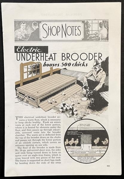 “Electric Underheat Brooder Houses 500 Chicks” 1935 HowTo Build PLANS Poultry