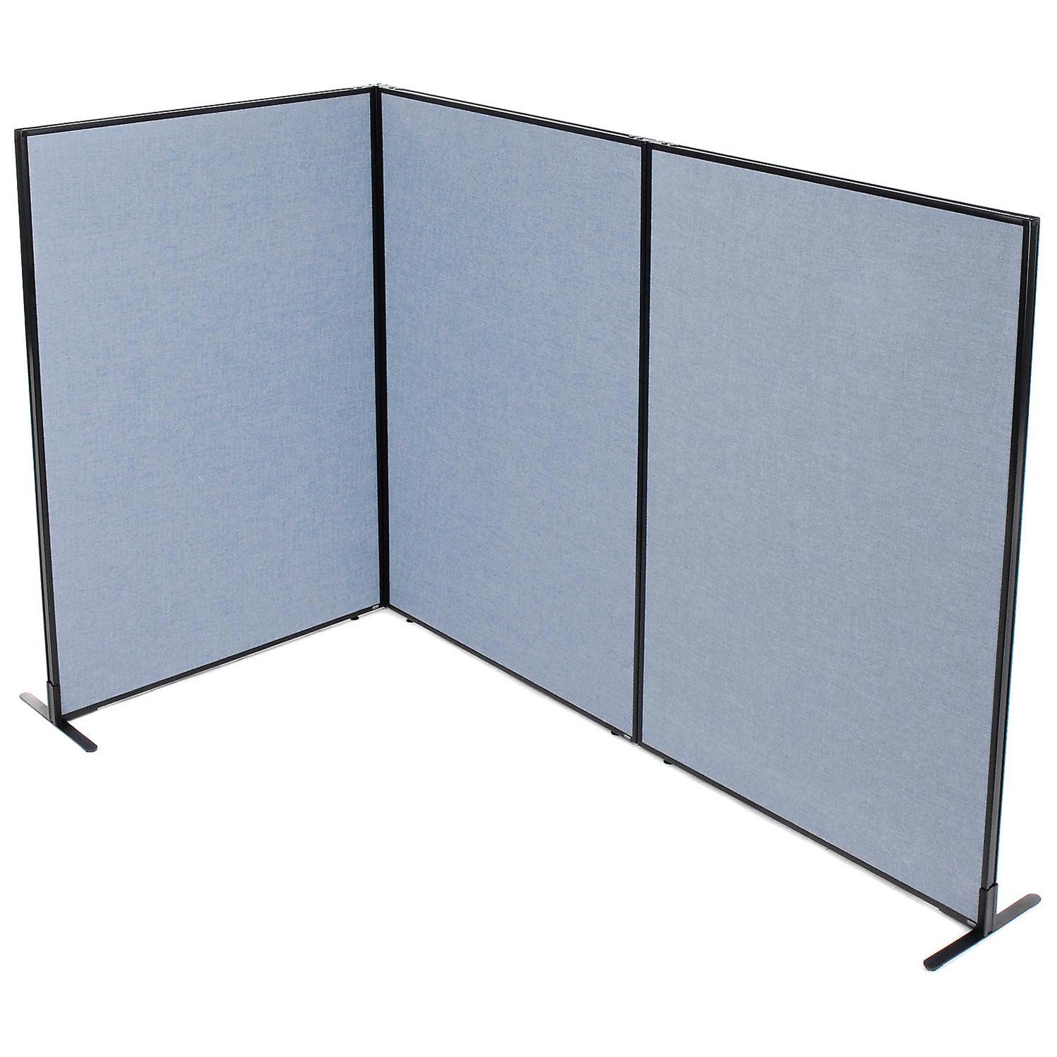 48-1/4"W x 72"H Freestanding 3-Panel Corner Room Divider Blue
