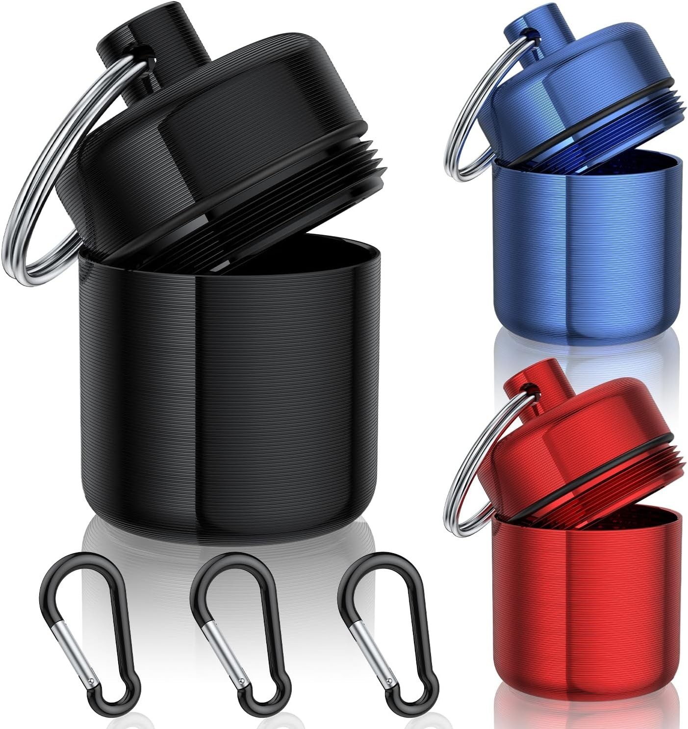 Small Pill Case, 3 Pack Keychain Holder, Portable Waterproof Metal Pill Box