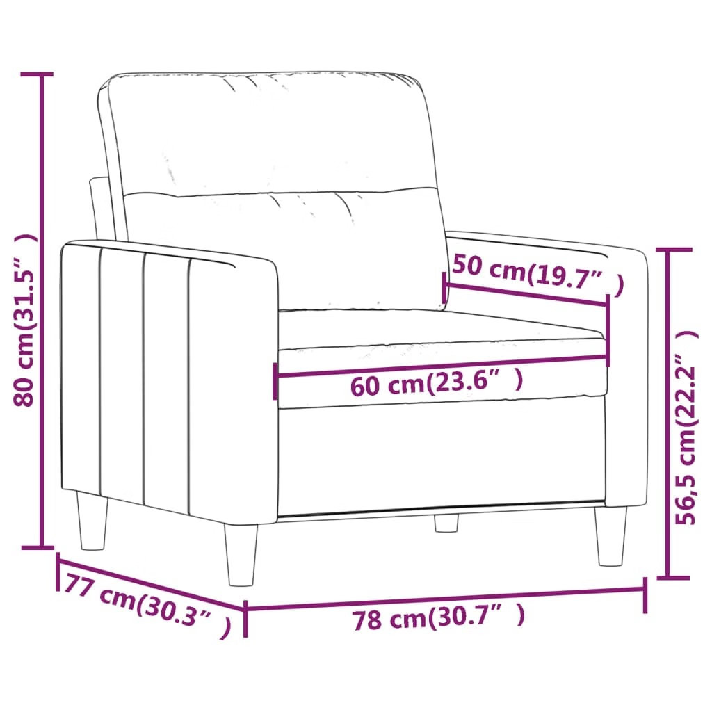 Sofa Chair Light Gray 100% Polyester, Metal, Plywood 23.6 in wide