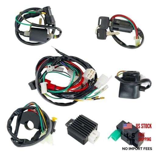 Electric Wiring Harness Kit with CDI Ignition Coil - Compatible with 4-Stroke