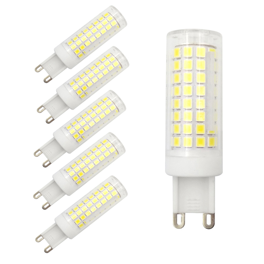 6pcs G9 Led Light Bulb 102-2835SMD LED 9W 110V 120V Ceramics Light Warm White H