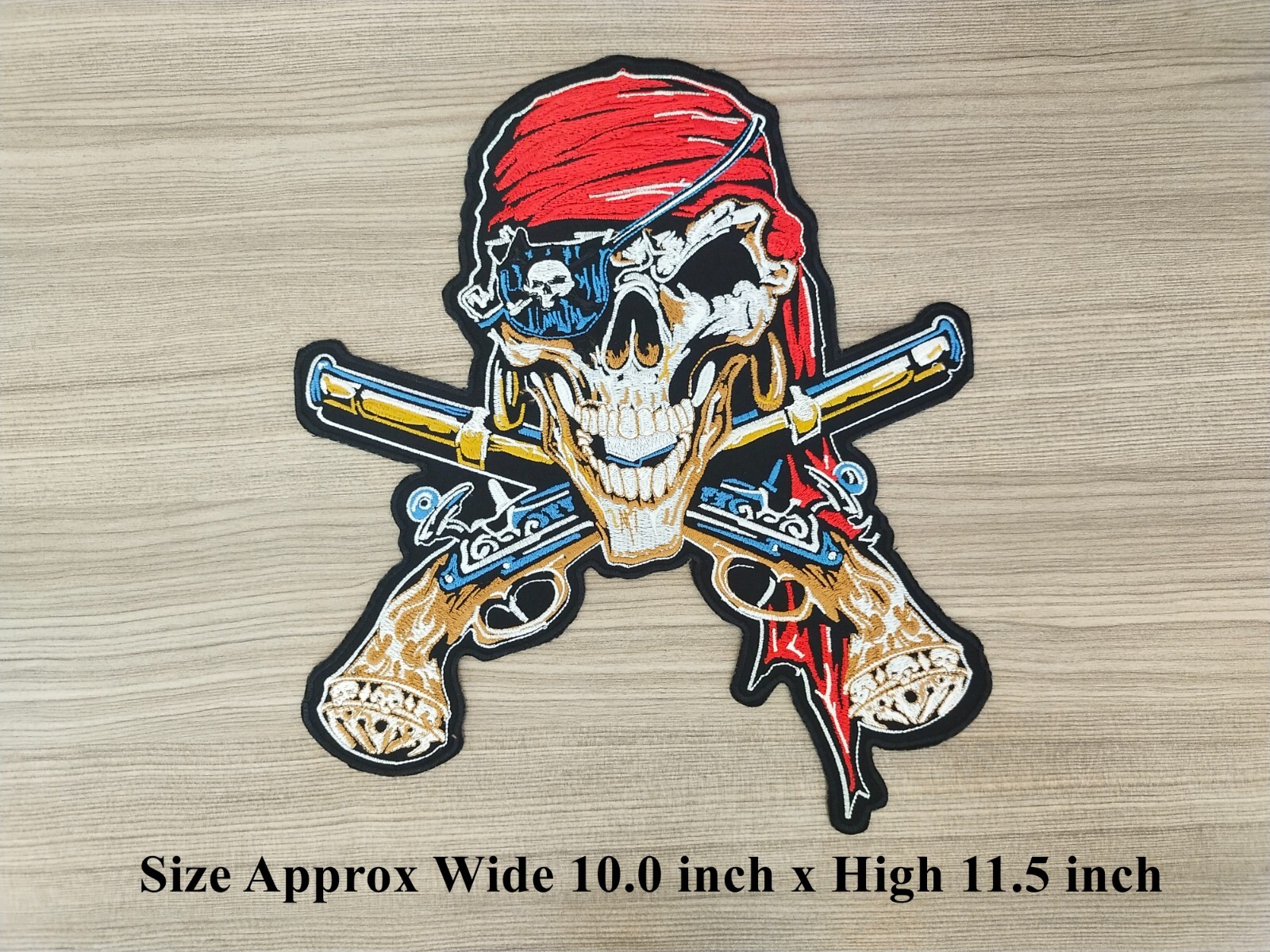BIG PATCH Pirate Skull Biker Chopper Motorcycle Rider Embroidered Iron on Patch
