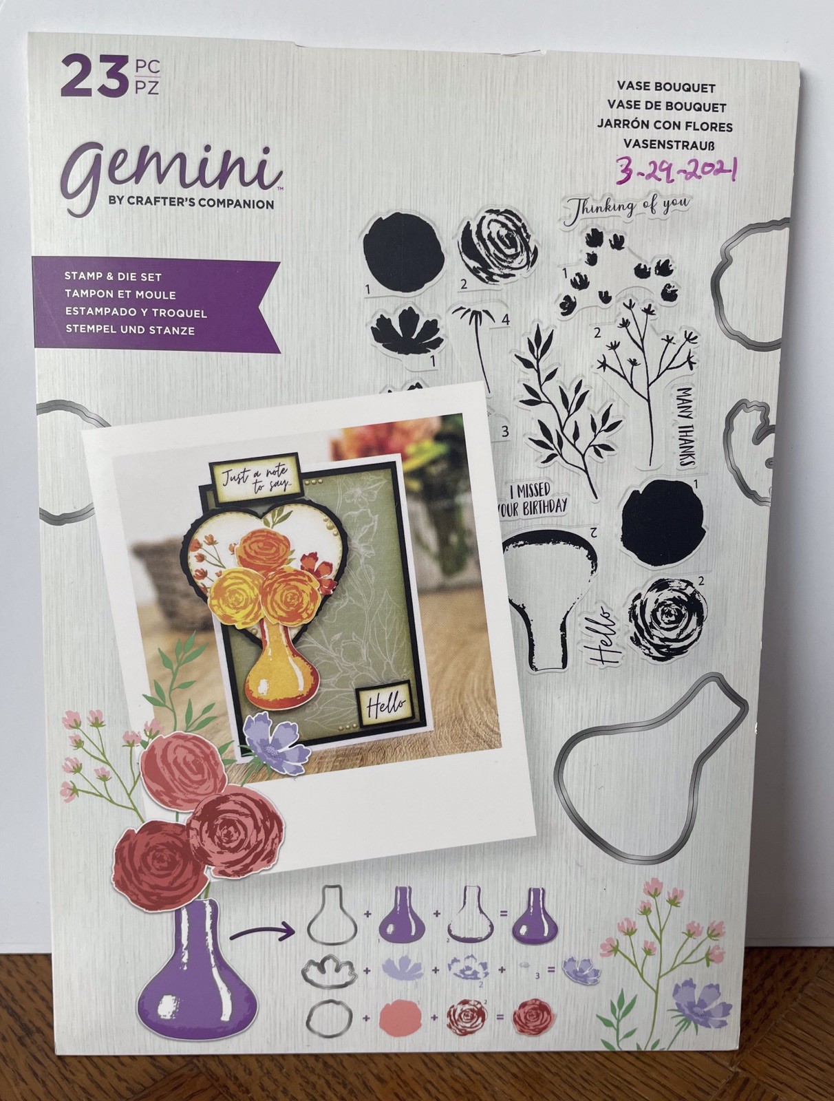 “Vase Bouquet” Photopolymer Layer Stamp & Die Set by Crafters Companion (23 Pcs)