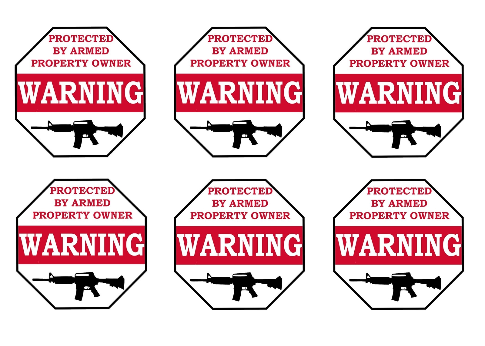No Trespassing Warning Security Sticker Protected By Armed Property 6 Pack Ow...