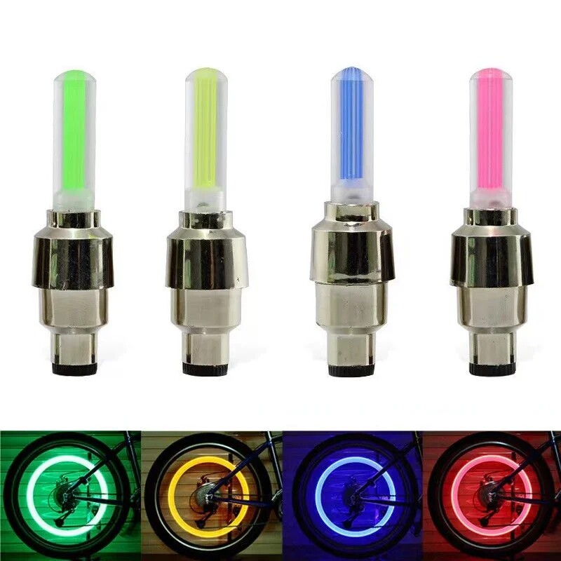 VALVE BIKE LIGHTS DUST CAP TYRE LED NEON CAR BIKE WHEEL SAFETY