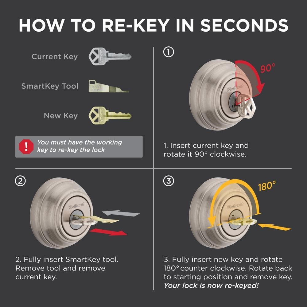 Kwikset Polished Brass Double Cylinder Deadbolt featuring SmartKey Security