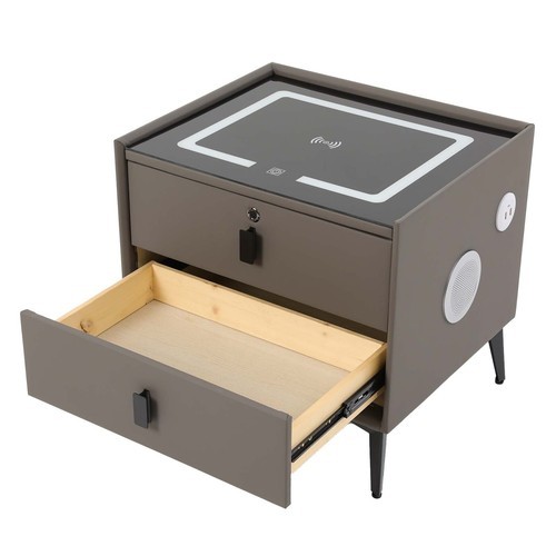 Bluetooth Speaker Smart Bedside Table with USB & Wireless Charging Light
