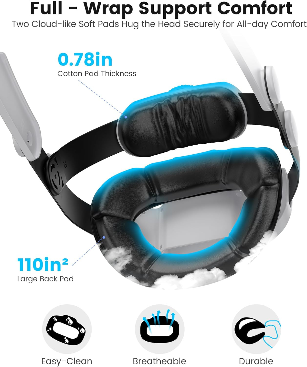 for Meta Quest 3S/Quest 2/Quest 3 Head Strap, Double Knobs Adjustable Elite Stra
