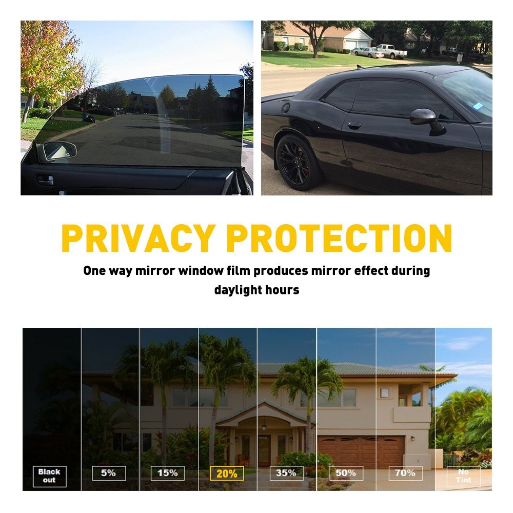 Uncut Roll Blackout Window Film 20% UV Blocking Thick Black Tinting Sun Cover