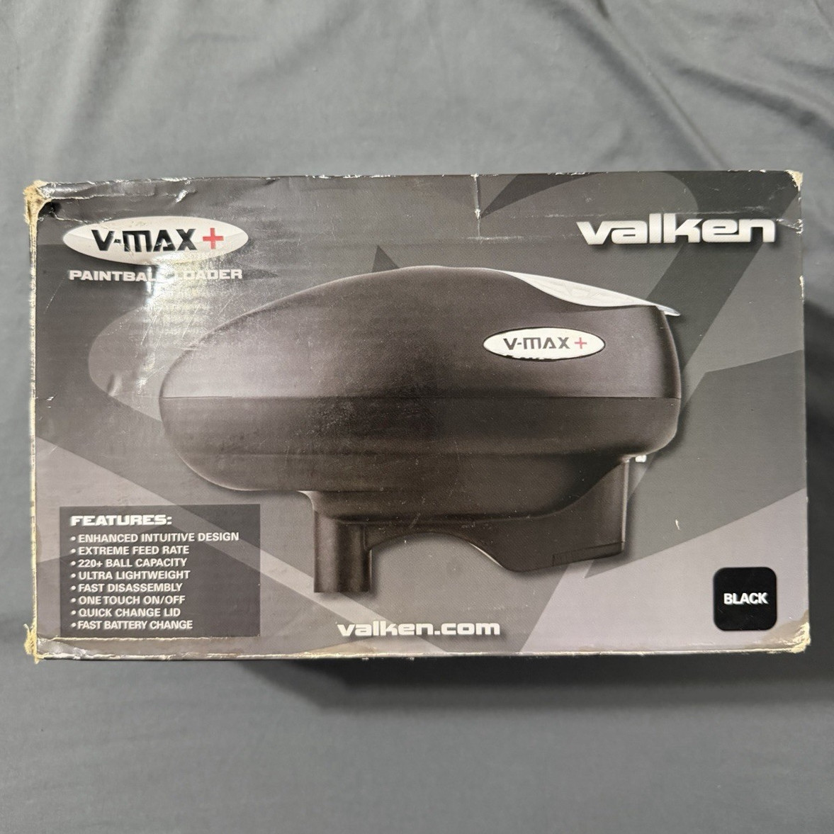 Valken V-MAX+ Paintball Loader / Hopper Black - VMAX Plus Electronic Loader