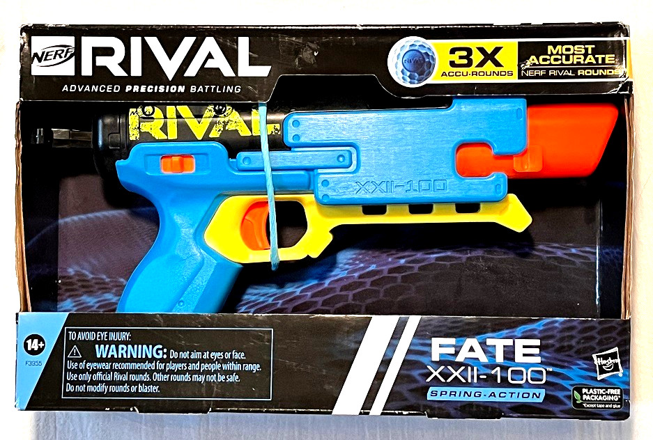 NERF Rival Fate XXII-100 Spring Action Toy Blaster with 3 Accu Rounds - New