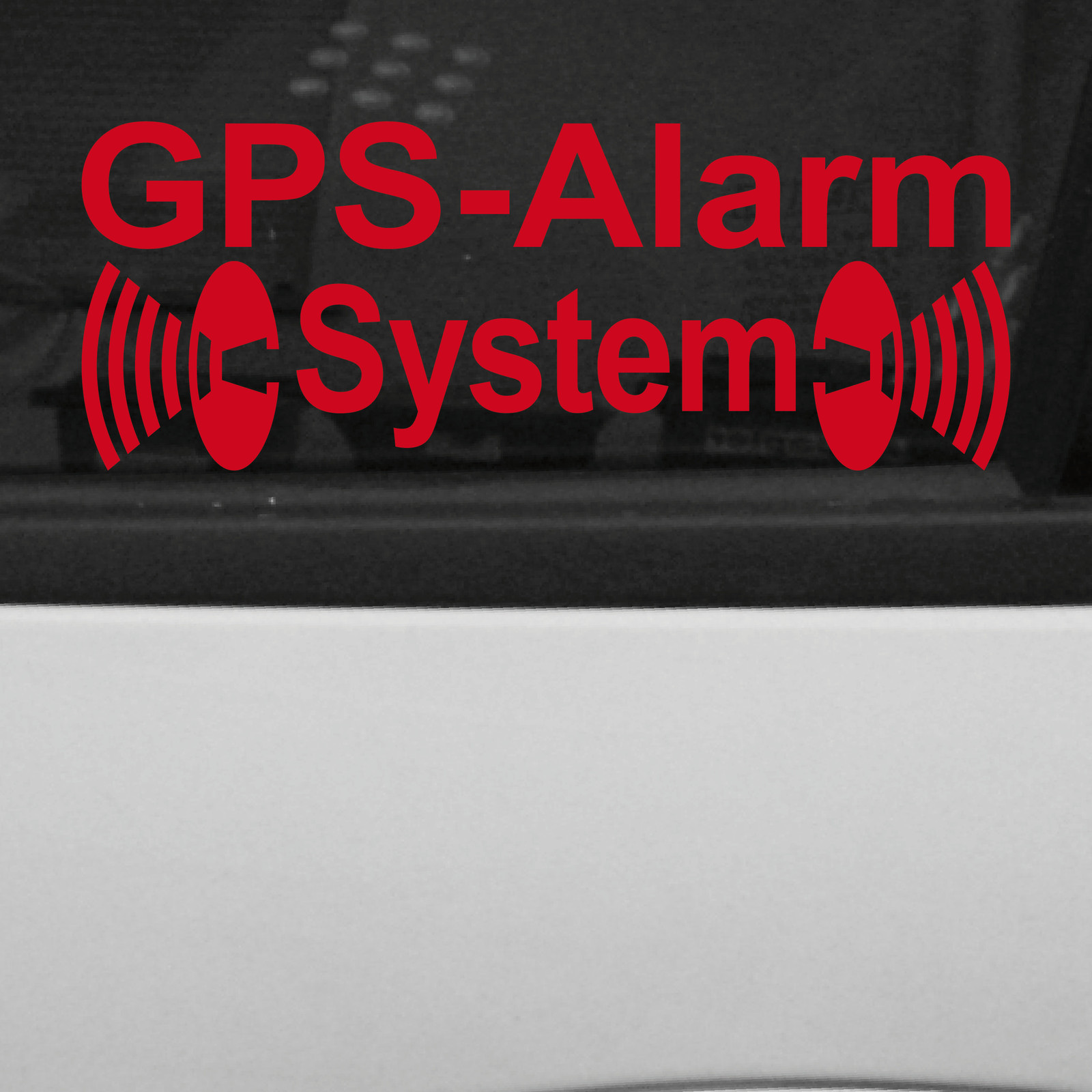 GPS Alarm System Red Mirrored for Windowpane Shop Window Sticker Tattoo