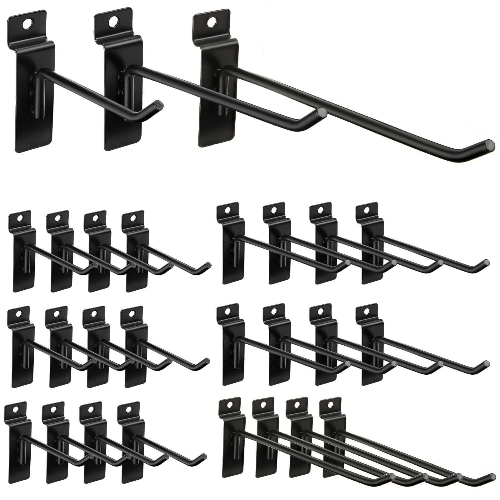 Slatwall Hooks Set - 24 Heavy-Duty Hanging Hooks & Brackets for Display Panels