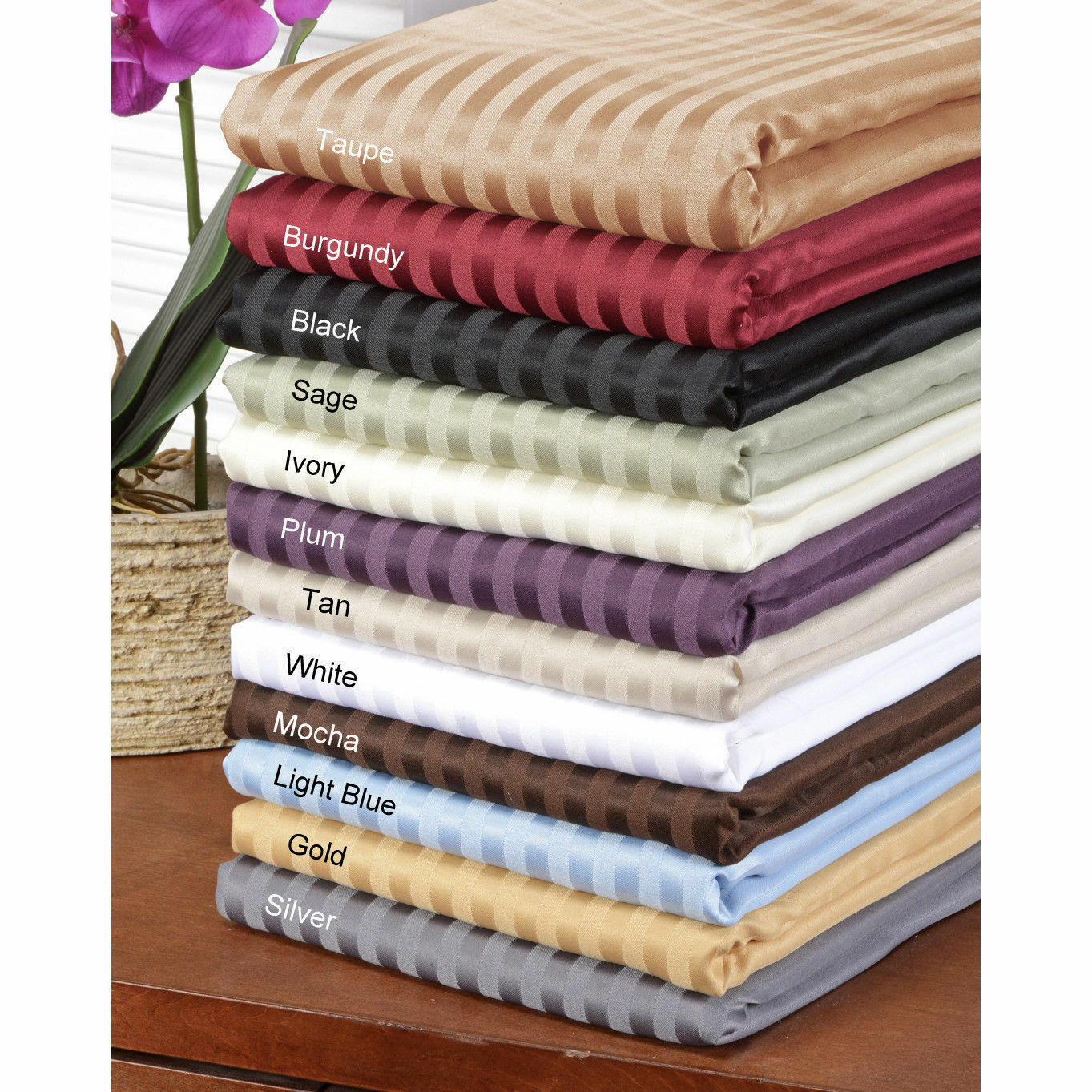 100% Cotton 1000-1200 TC Stripes Sheet Set 6 PCs Ultra Deep Pocket US King