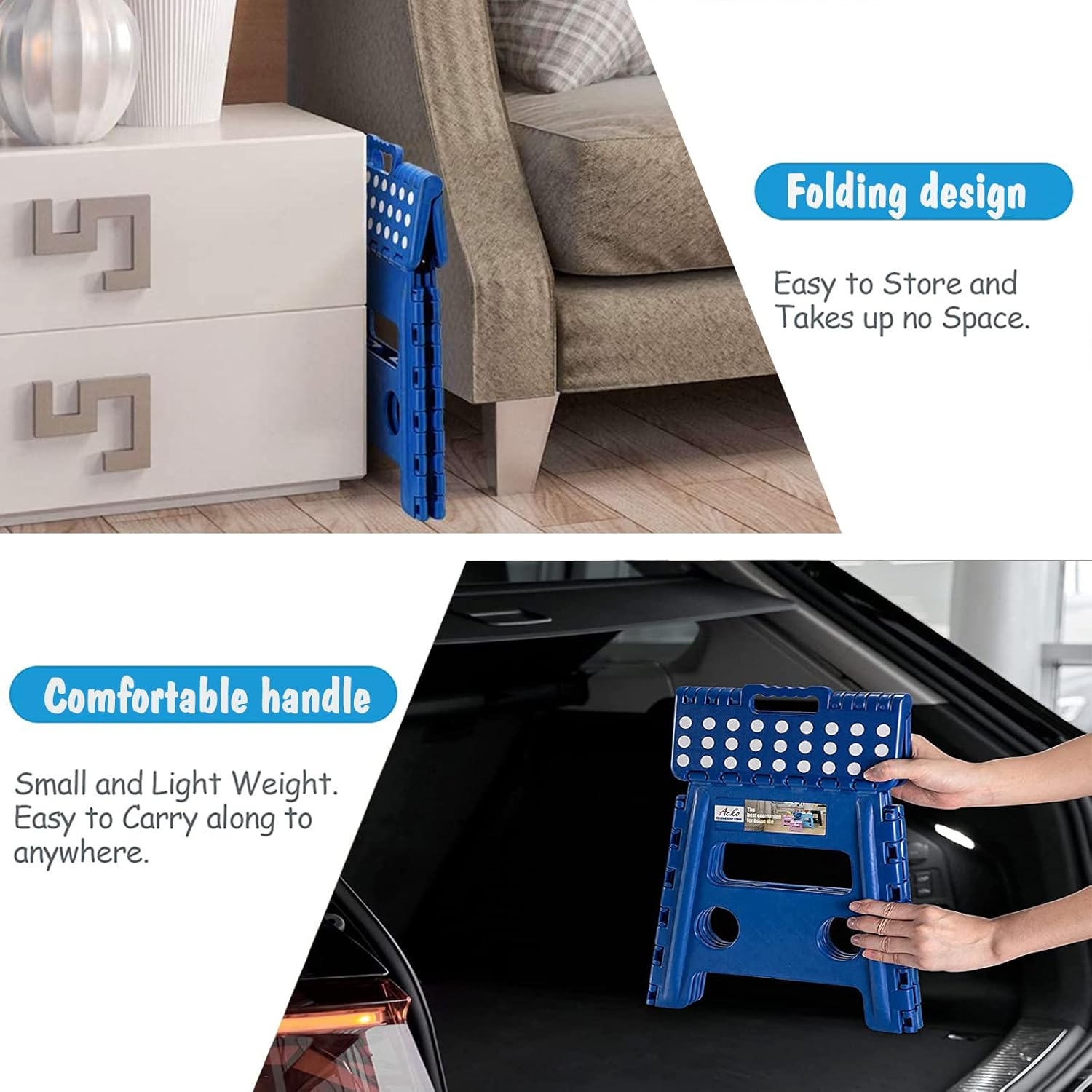 Folding Step Stool -13 Inch Height Premium Heavy Duty Foldable Stool for Kids an