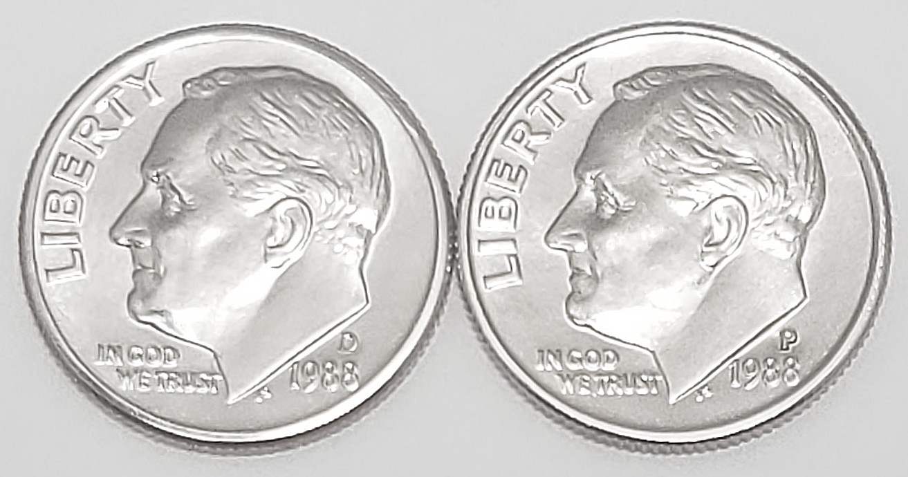 1988 P & D Roosevelt Dime Set  AVE CIRCULATED **FREE SHIPPING**