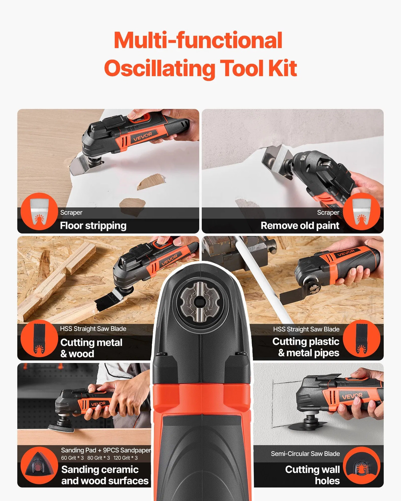 Multitool Oscillating Tool, 3Amps Corded Oscillating Multi Tool with 6 Variable