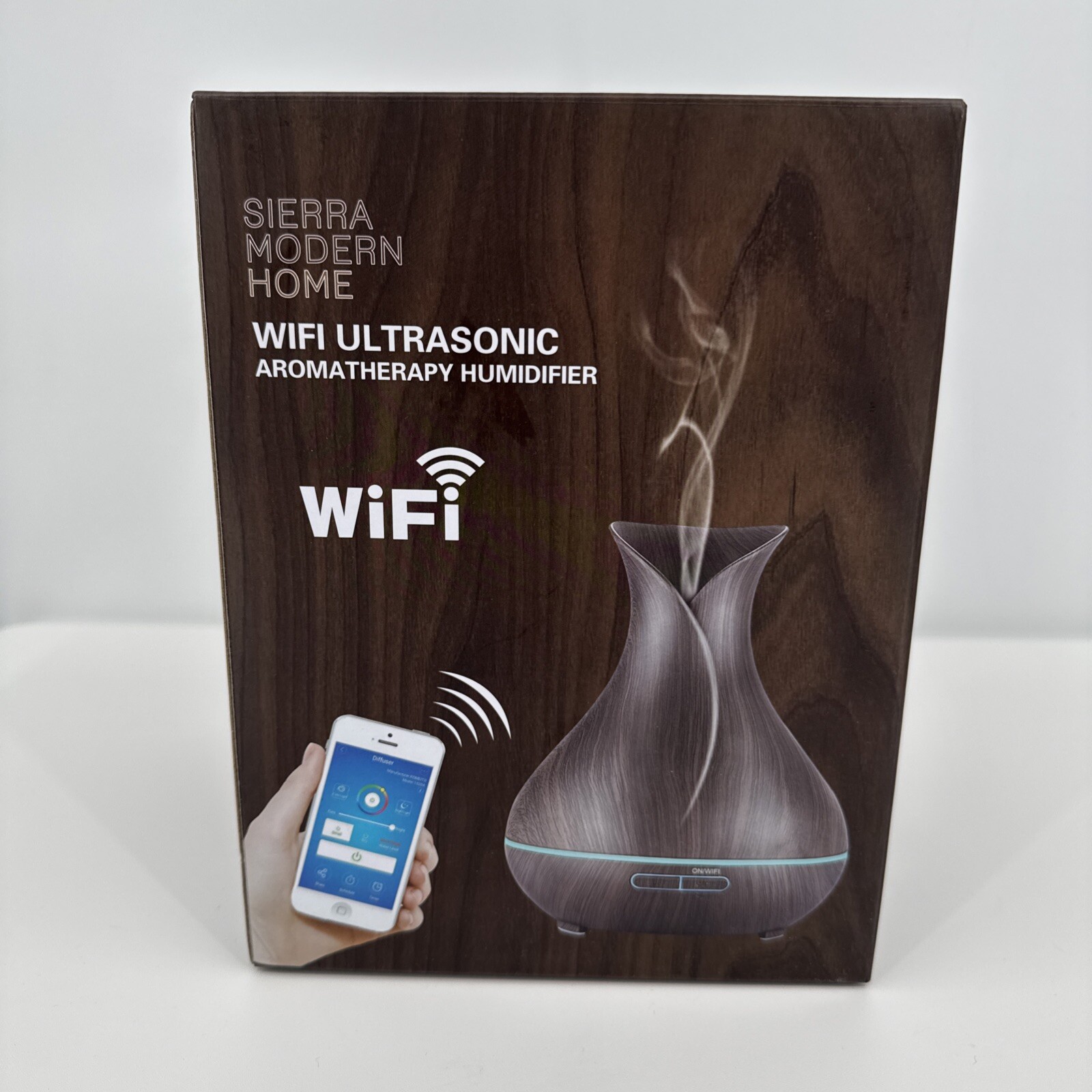 Sierra Modern Home WIFI Ultrasonic Aromatherapy Humidifier Brown Low Noise NEW
