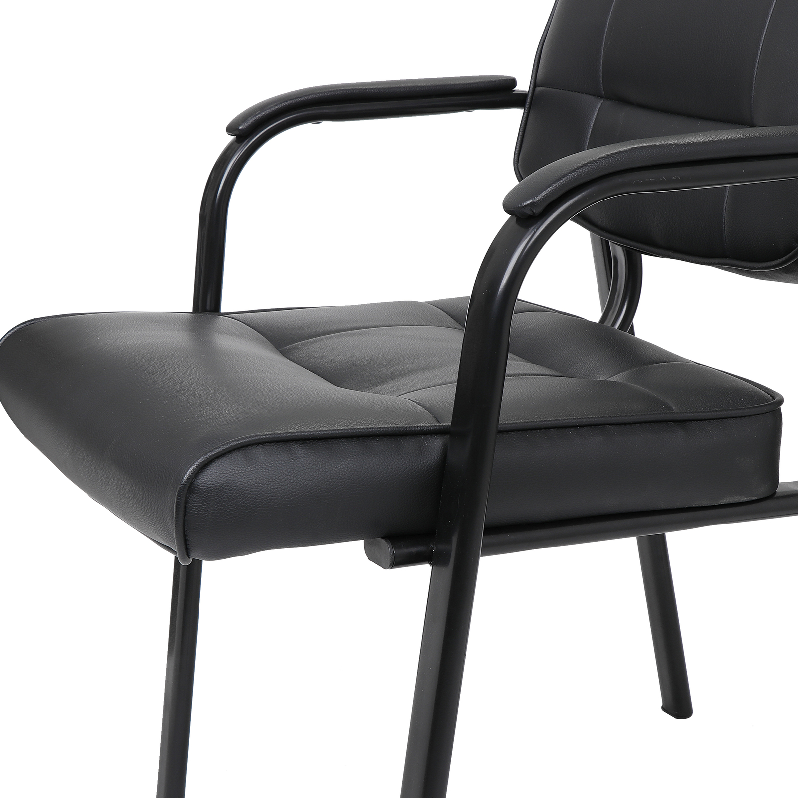 Office Guest Chair Leather Executive Reception Wating Room Chair W/ Metal Frame