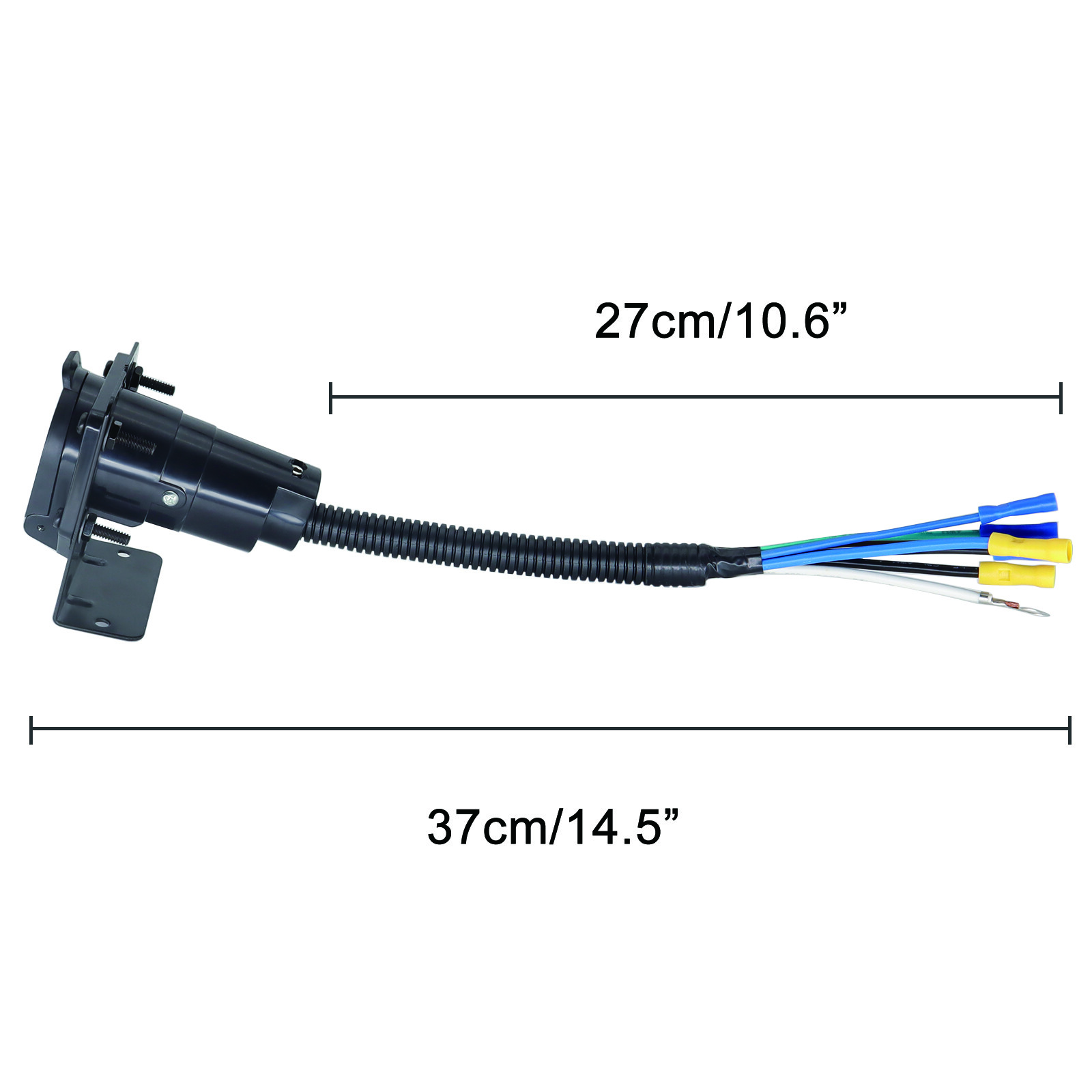 7-Pin RV-Style Trailer Connector Socket Extra Wiring Plug Mounting Bracket 7 Way