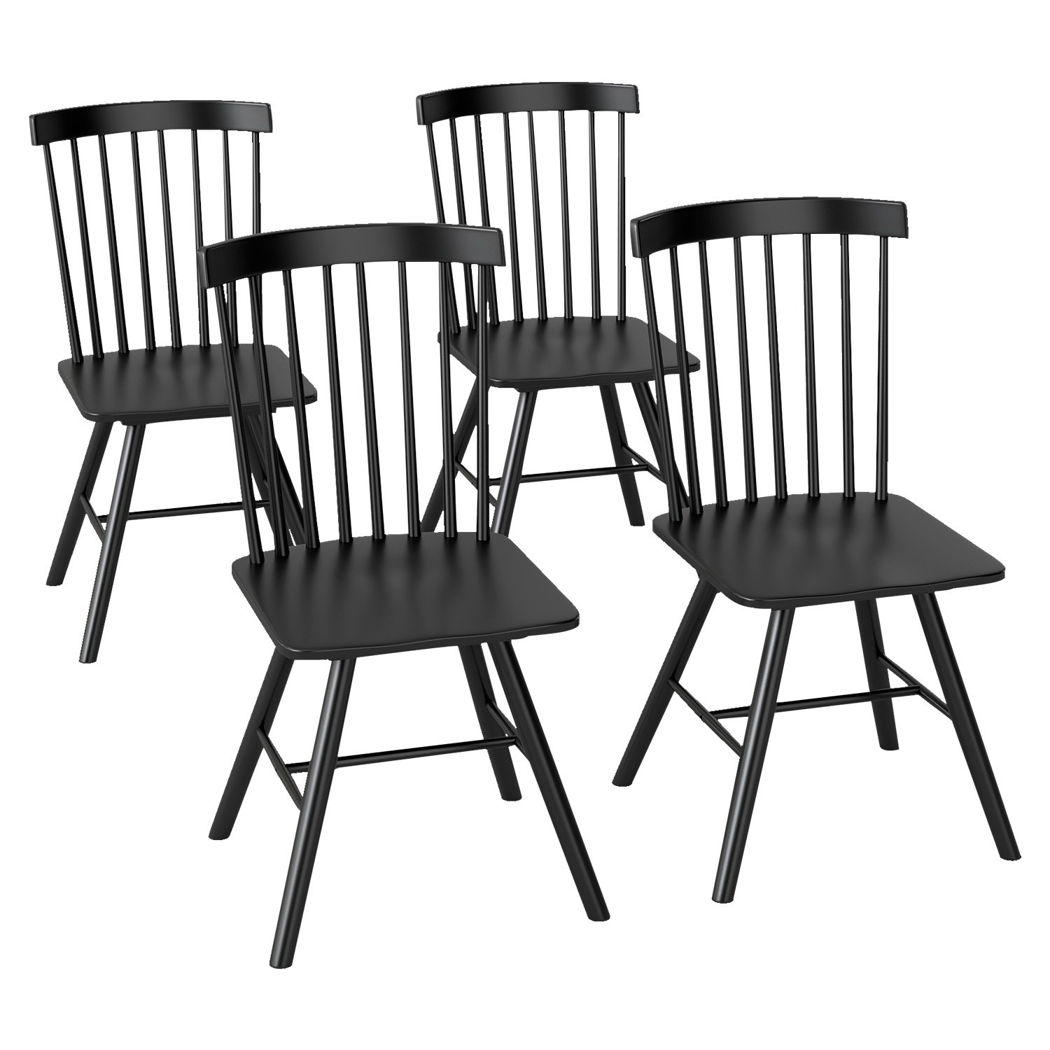 Dining Chairs Set of 4, Spindle Back Wooden Dining Room Chairs w/ Wide Backrest
