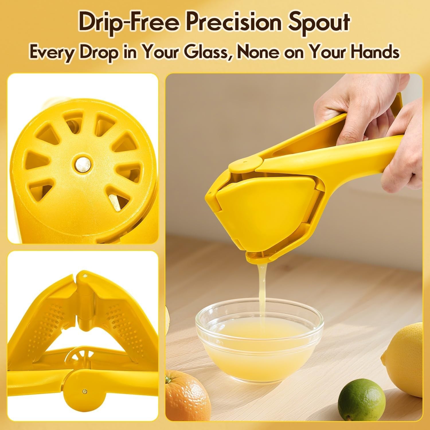 Compact Handheld Lemon Juicer for Effortless Juice Extraction - 8.66” Yellow