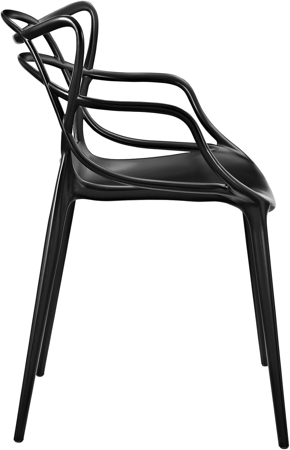 Entangled Modern Molded Plastic Kitchen and Dining Room Arm Chair in Black - Ful