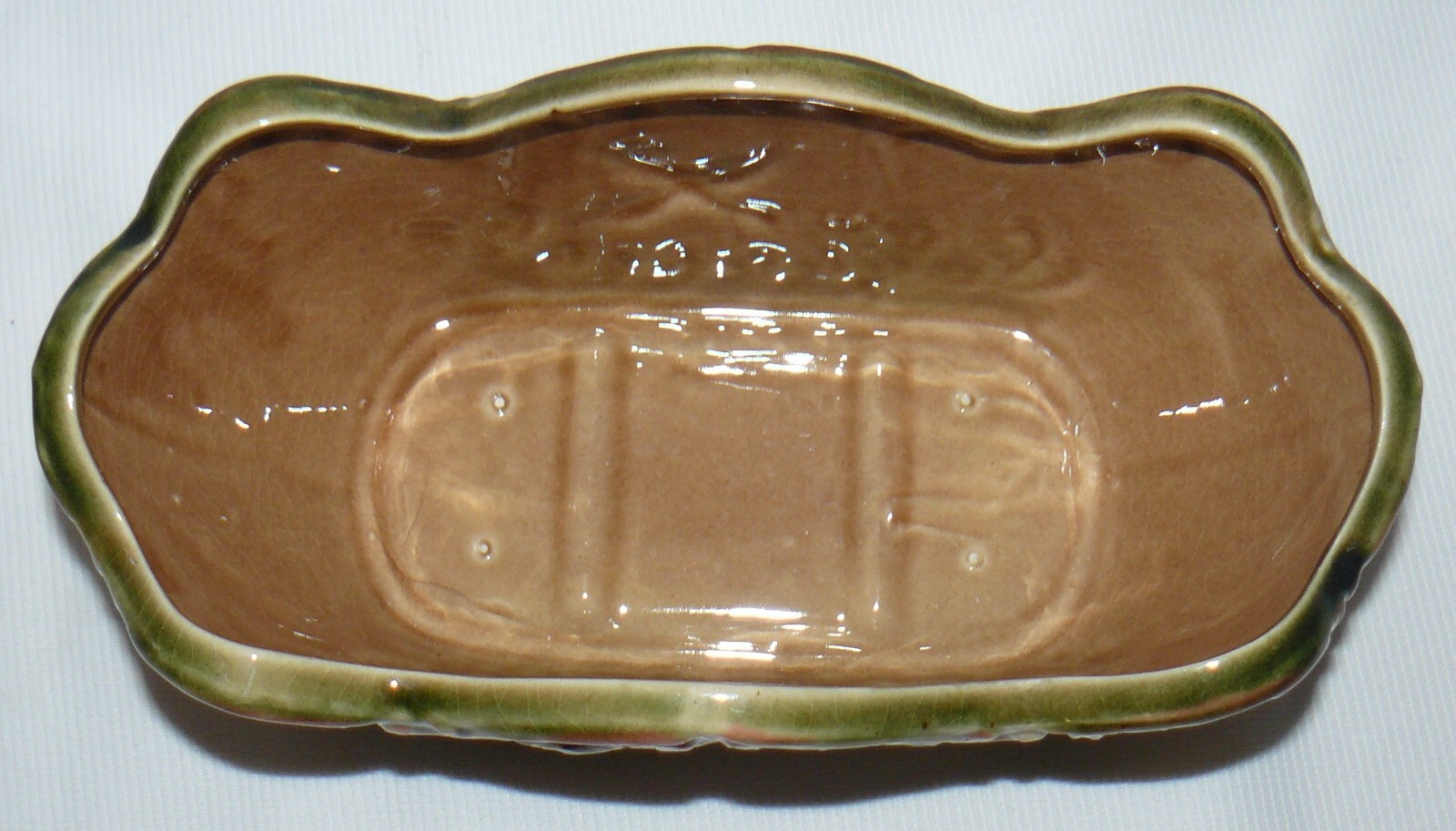 Vintage Square Oval Ruffle 9" Long Planter Crackle Ceramic Ducks In Flight