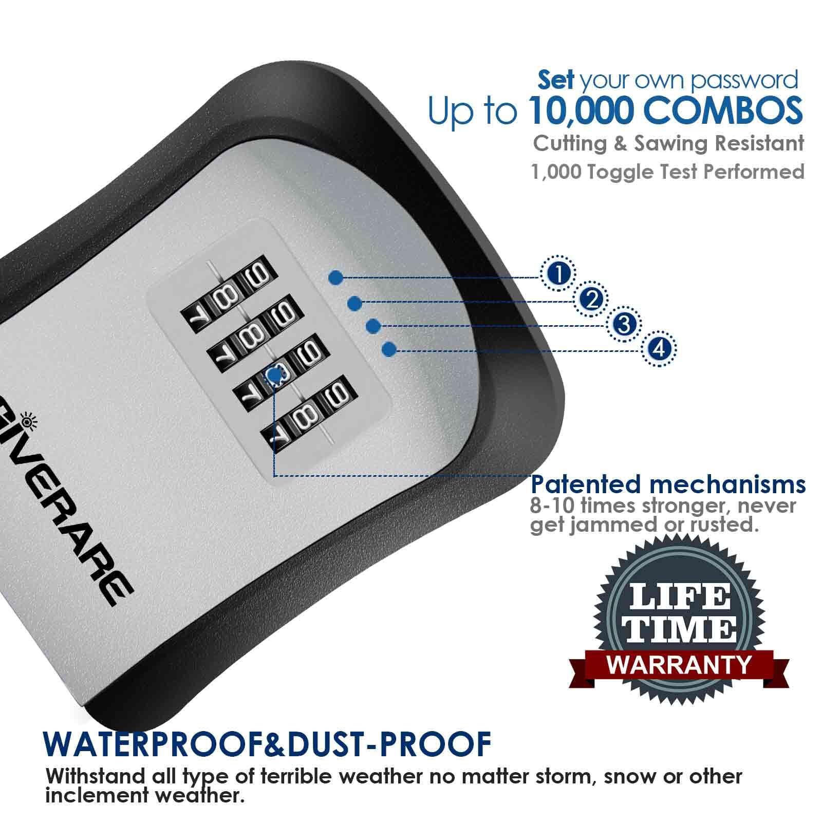 2 Pack Key Lock Box Combination 4-Digit Lockbox Wall Mount Outside Waterproof...