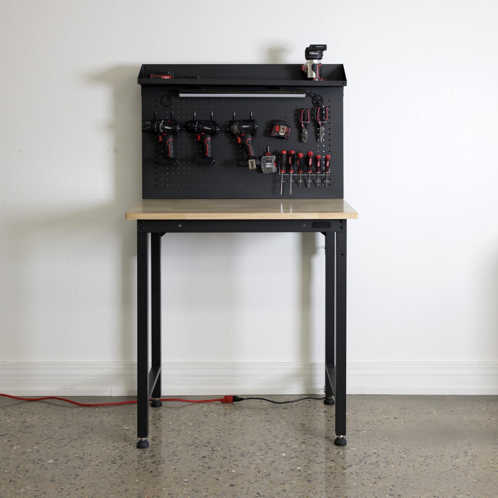 Hyper Tough 36" Steel Workbench w/ Pegboard, LED Light & Shelf 1050lb