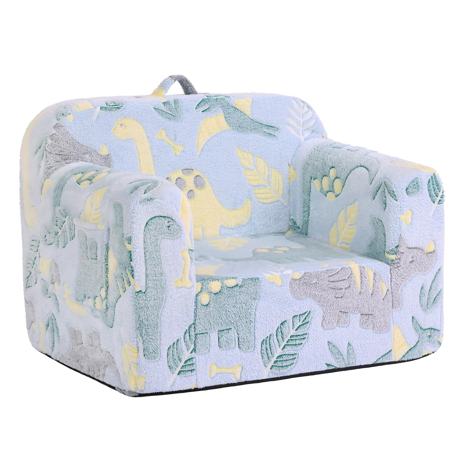 Toddler Chair Plush Kids Couch, Comfy Glow in The Dark Dinosaur Chair with Re...
