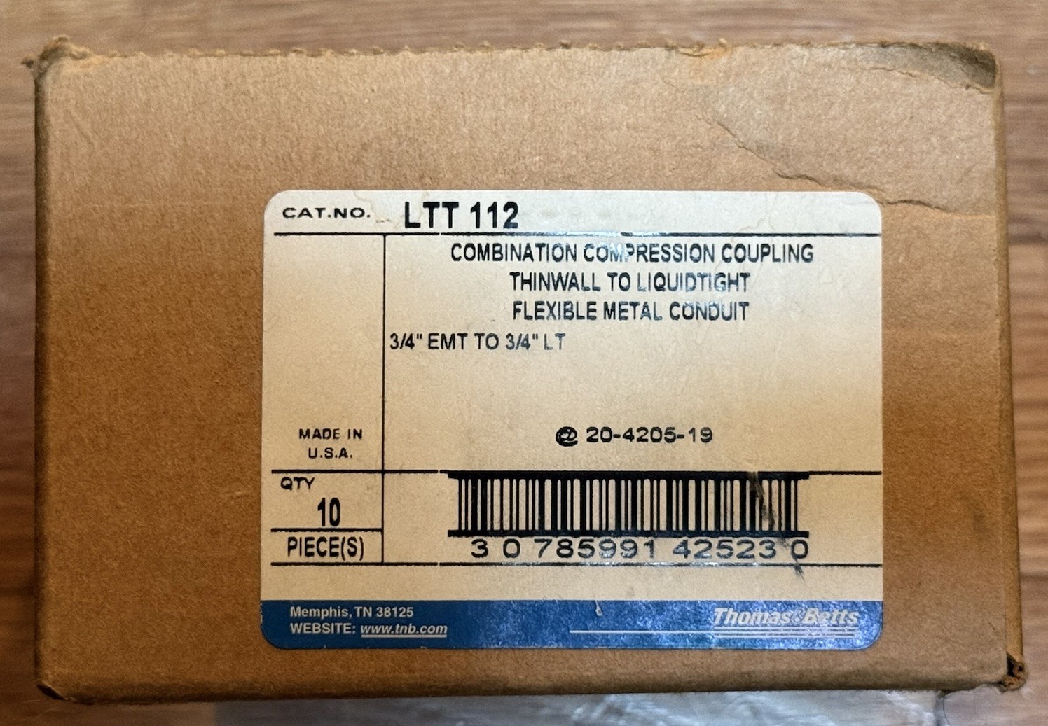 (10) LTT112 Thomas & Betts Combination Compression Coupling Thinwall Liquidtight
