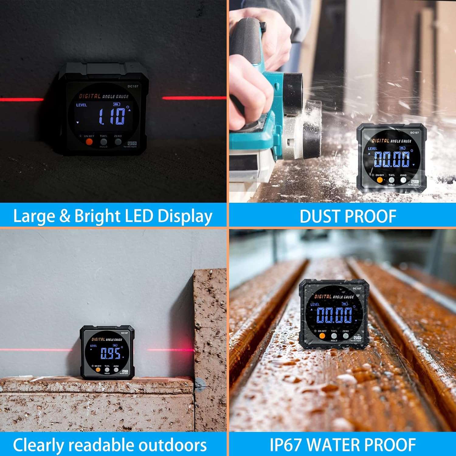 Digital Angle Finder with Electronic Laser - 4-Side Strong Magnetic Angle