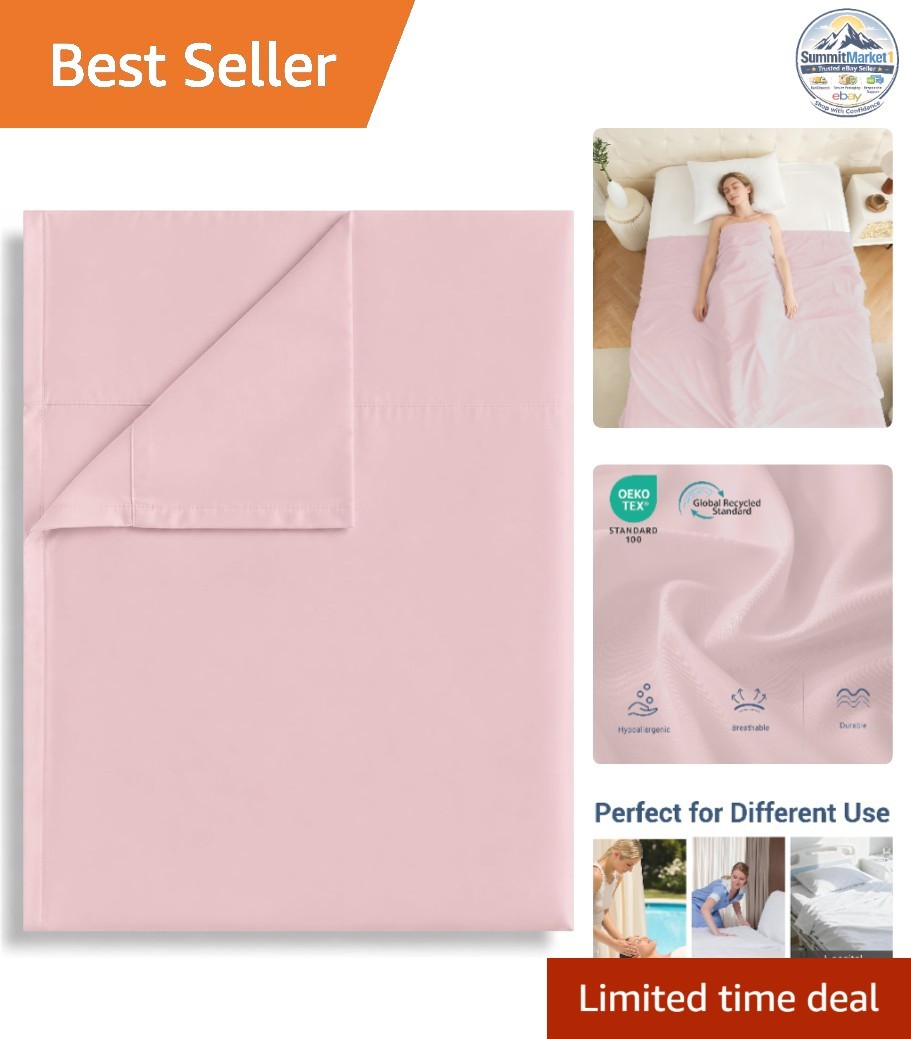 King Flat Sheet 105"x102" Pink Microfiber Soft Breathable Bed Sheets